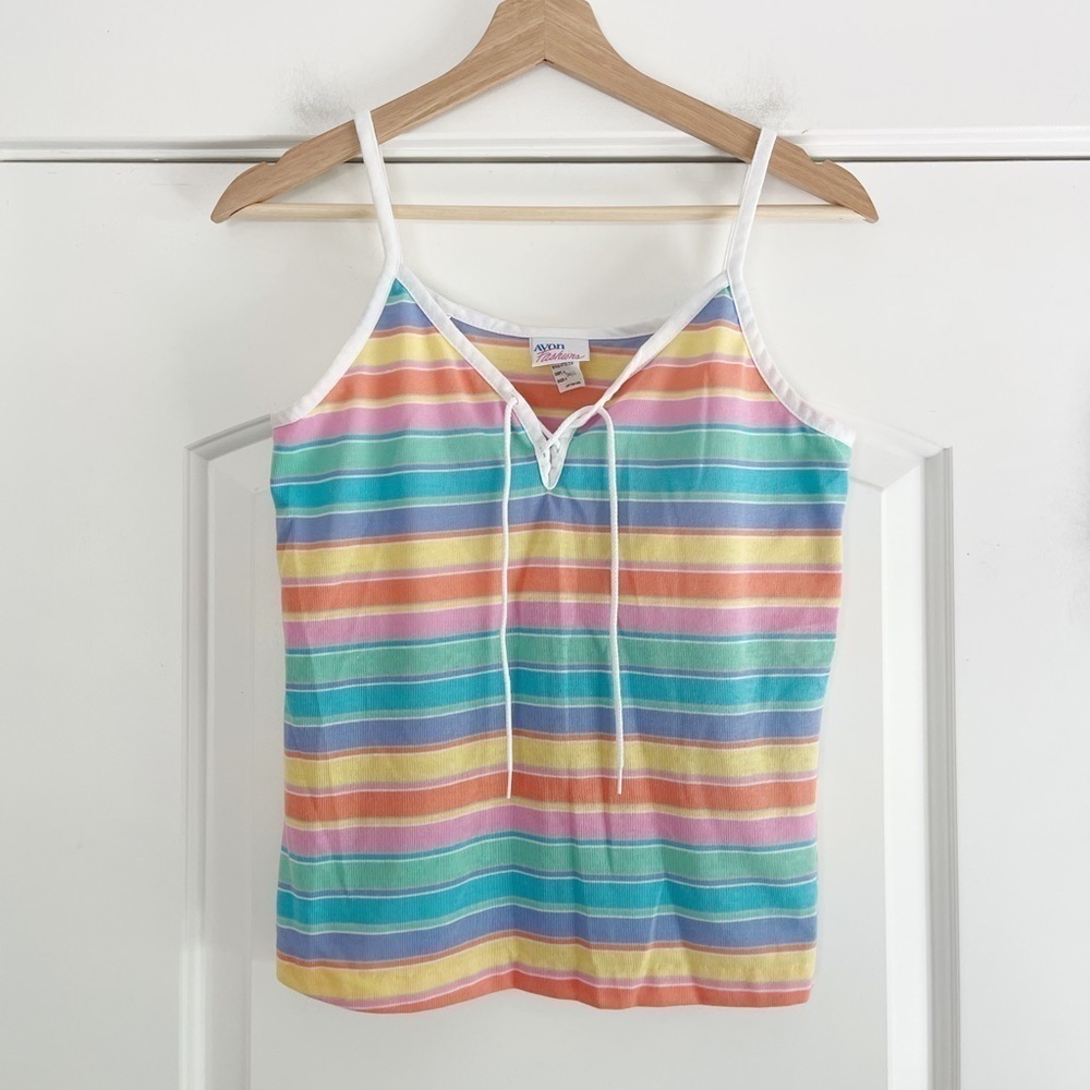 Vintage Avon Fashions Rainbow Striped Camisole - S